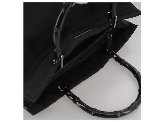 Borsa a mano in nylon nero GUCCI Bamboo 002 1010 3444 Auth ep7044 - vista 6