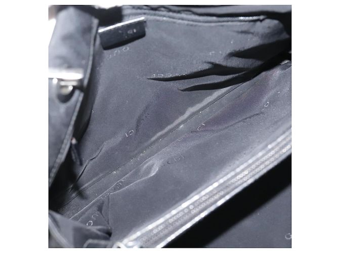 Borsa a mano in nylon nero GUCCI Bamboo 002 1010 3444 Auth ep7044 - vista 9