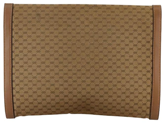 GUCCI Borsa Clutch in Tela Micro GG Beige Auth ep6918 - vista 2