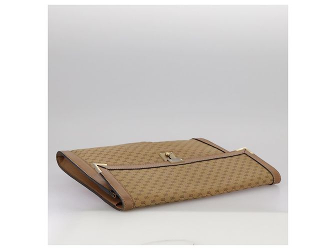 GUCCI Borsa Clutch in Tela Micro GG Beige Auth ep6918 - vista 5