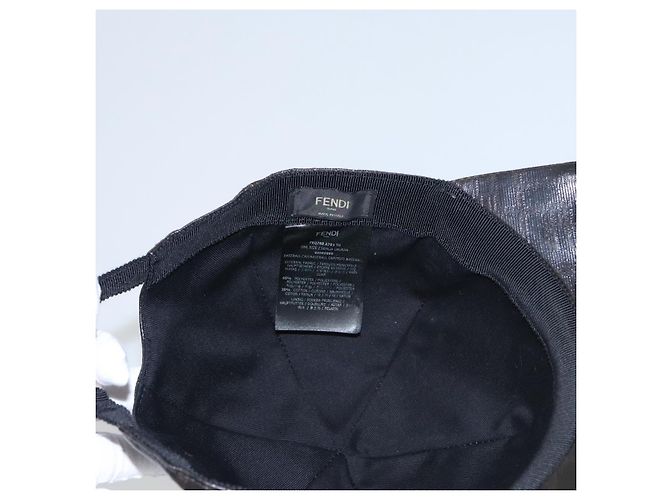 Gorra de lona Zucca FENDI negra y marrón Auth am7434 - vista 10
