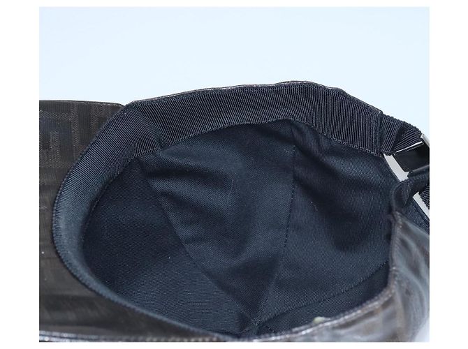 Gorra de lona Zucca FENDI negra y marrón Auth am7434 - vista 11