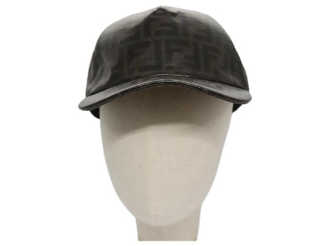 Gorra de lona Zucca FENDI negra y marrón Auth am7434 - vista 13