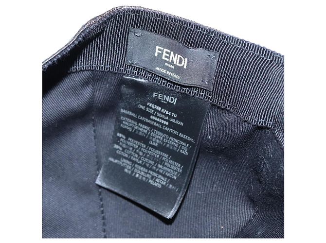 Gorra de lona Zucca FENDI negra y marrón Auth am7434 - vista 14