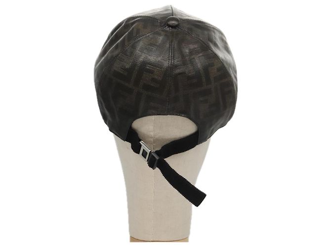 Gorra de lona Zucca FENDI negra y marrón Auth am7434 - vista 2