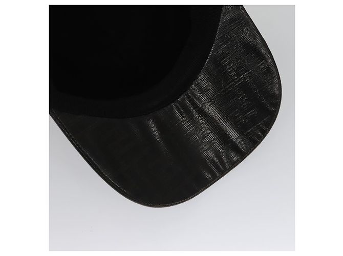 Gorra de lona Zucca FENDI negra y marrón Auth am7434 - vista 8