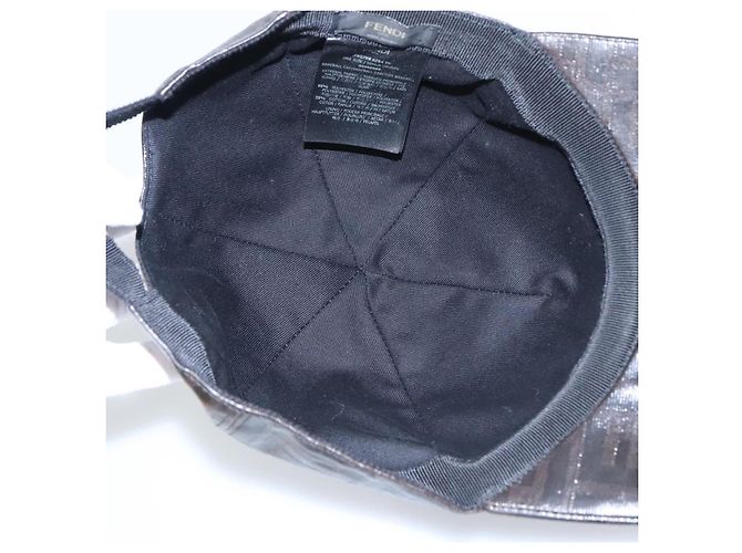 Gorra de lona Zucca FENDI negra y marrón Auth am7434 - vista 9