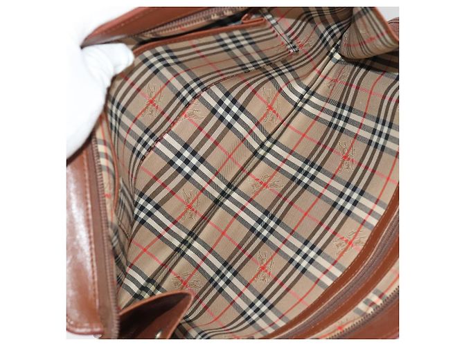 Borsa a mano in pelle e tela Burberry Nova Check 2Set Beige Marrone Auth ti2509 - vista 8