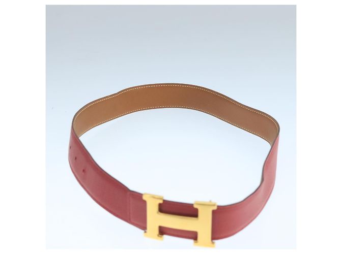 Hermès Cinturón de cuero HERMES Constance 31,5"" oro rojo Auth yk16343 Roja Dorado - vista 4