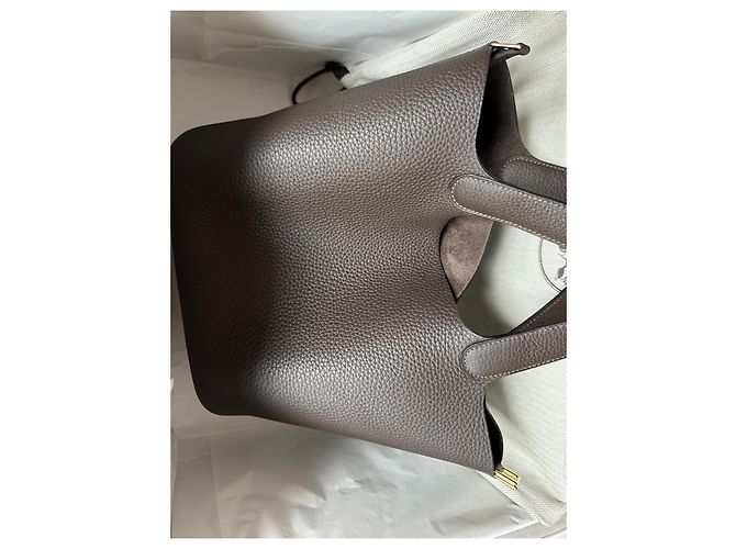 Hermès Picotin 22 clemence ébano HRW oro Marrón oscuro - vista 5