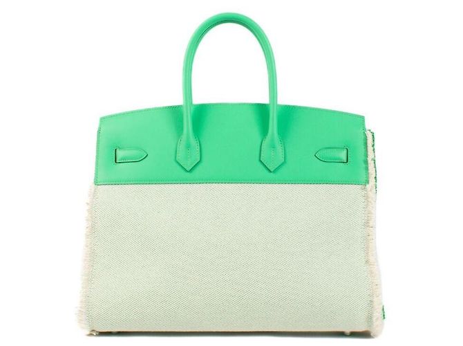 Hermès Birkin Fray 35 Pelle Verde Twill Palladium Multicolore - vista 2