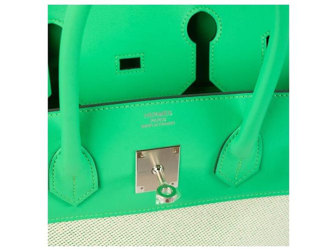 Hermès Birkin Fray 35 Pelle Verde Twill Palladium Multicolore - vista 4