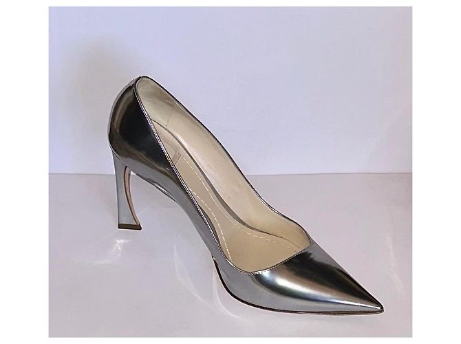 Décolleté Christian Dior in pelle argentata Argento - vista 4