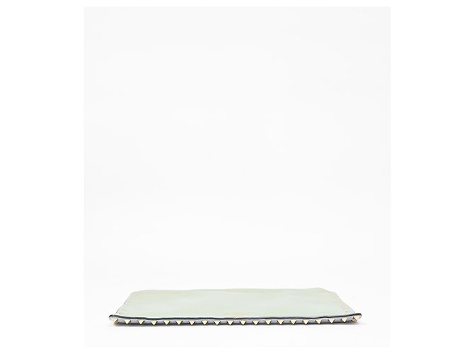 Valentino Garavani Clutch con zip Valentino Rockstud in pelle blu chiaro - vista 10