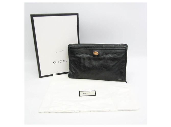 Clutch in pelle Gucci Interlocking 575991 Nero - vista 4