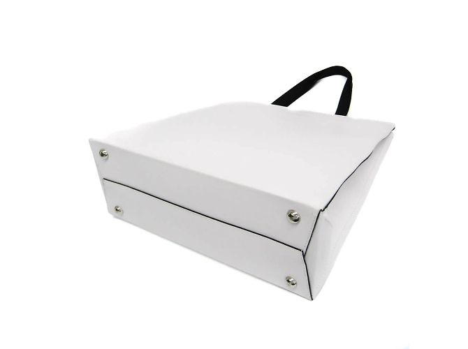Borsa Tote VLTN Shopper di Valentino Garavani Nero Bianco - vista 2