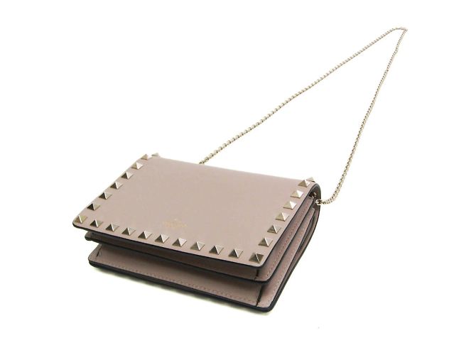 Borsa a Spalla in Pelle Valentino Garavani Rock Studs Beige - vista 2