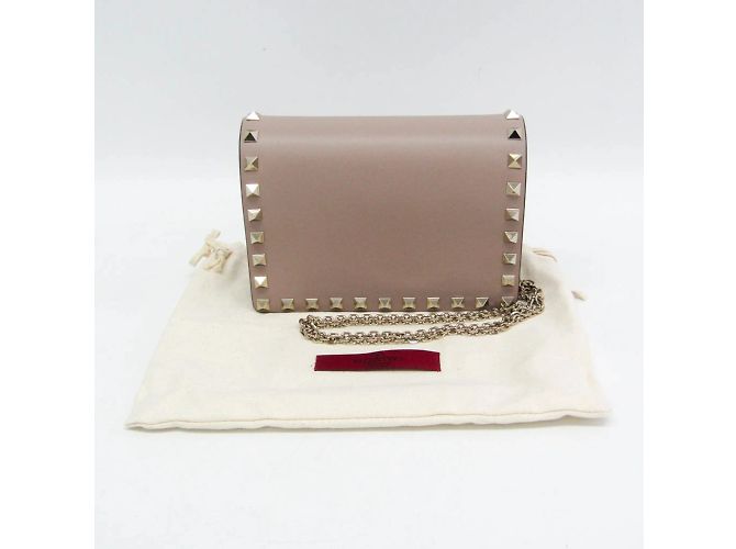 Borsa a Spalla in Pelle Valentino Garavani Rock Studs Beige - vista 4