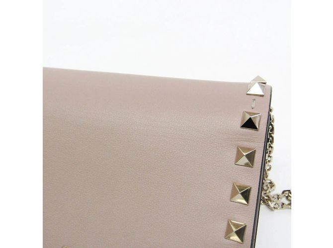 Borsa a Spalla in Pelle Valentino Garavani Rock Studs Beige - vista 7