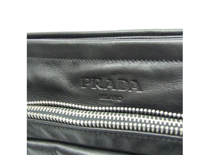 Borsa a spalla in pelle donna Prada BANDOLIERA VA0785 Nero - vista 8
