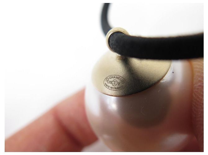 NUOVO ACCESSORIO PER CAPELLI CHANEL CHOUCHOU PERLA LOGO CC ELASTICO Nero - vista 7