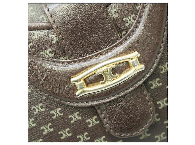 Céline Bolsa de Ombro Celine Macadam em Couro Marrom com Padrão Dourado de 1900 - 2000 - vista 10