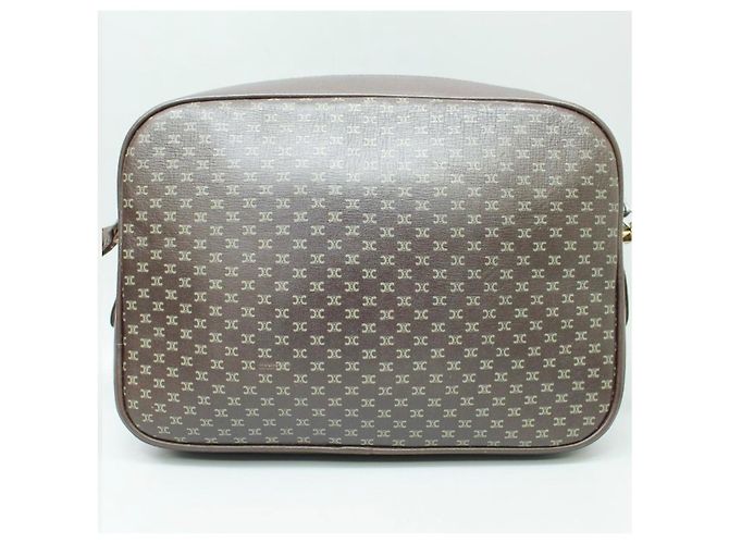 Céline Bolsa de Ombro Celine Macadam em Couro Marrom com Padrão Dourado de 1900 - 2000 - vista 2