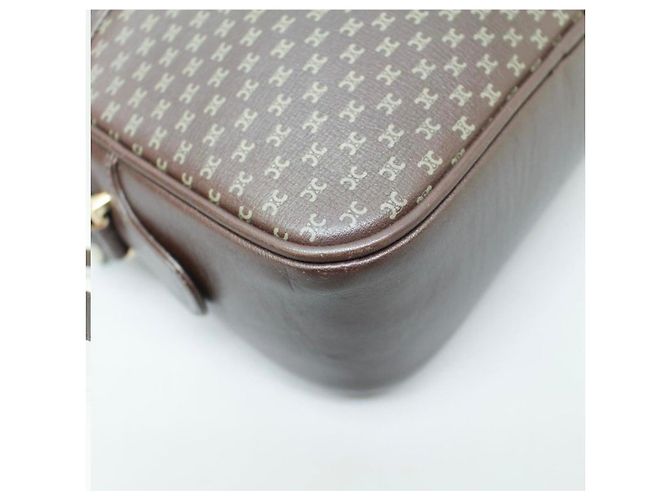 Céline Bolsa de Ombro Celine Macadam em Couro Marrom com Padrão Dourado de 1900 - 2000 - vista 7