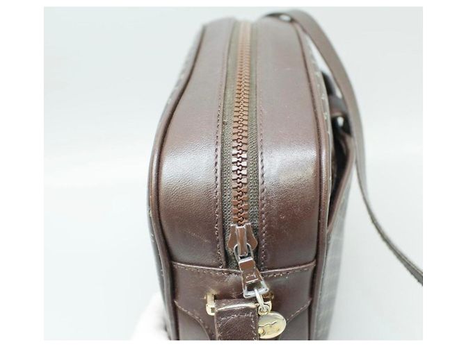Céline Bolsa de Ombro Celine Macadam em Couro Marrom com Padrão Dourado de 1900 - 2000 - vista 8
