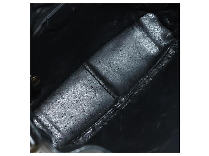 Borsa a mano in pelle GUCCI Bamboo 2 vie nera oro 001 3754 1638 Auth ti2587 - vista 10