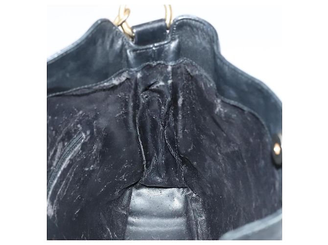 Borsa a mano in pelle GUCCI Bamboo 2 vie nera oro 001 3754 1638 Auth ti2587 - vista 17