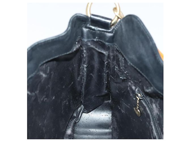 Borsa a mano in pelle GUCCI Bamboo 2 vie nera oro 001 3754 1638 Auth ti2587 - vista 18