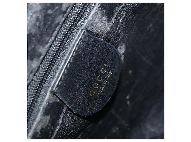 Borsa a mano in pelle GUCCI Bamboo 2 vie nera oro 001 3754 1638 Auth ti2587 - vista 19