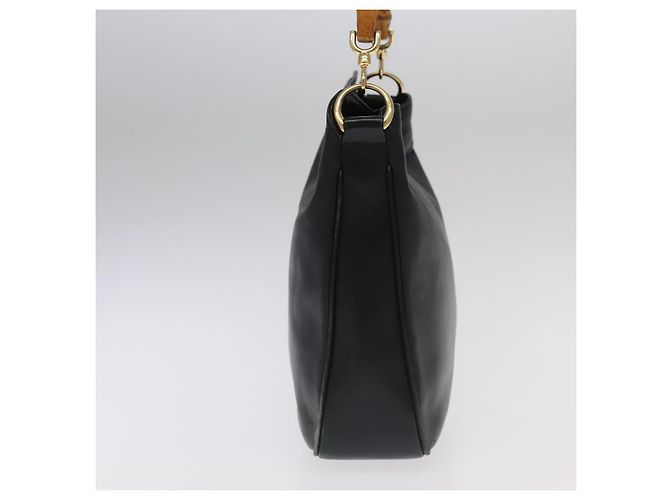 Borsa a mano in pelle GUCCI Bamboo 2 vie nera oro 001 3754 1638 Auth ti2587 - vista 4