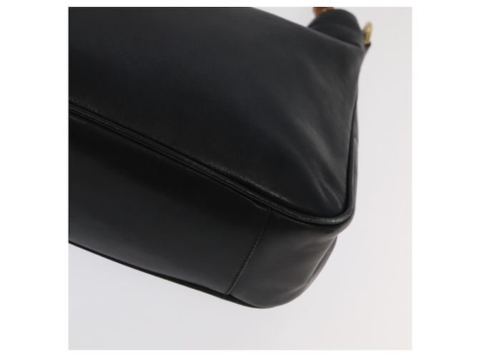 Borsa a mano in pelle GUCCI Bamboo 2 vie nera oro 001 3754 1638 Auth ti2587 - vista 9
