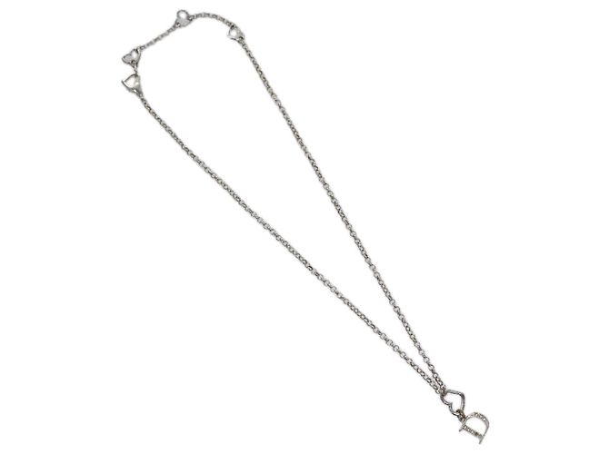 Collana Christian Dior metallo Argento Auth am7443 - vista 3