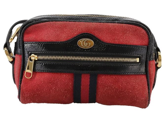 Borsa a spalla GUCCI Sherry Line in suede rosso navy Auth mr825 Blu navy - vista 13