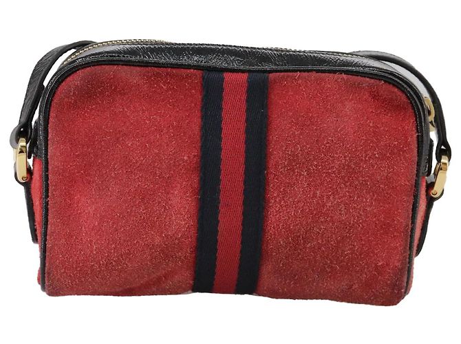 Borsa a spalla GUCCI Sherry Line in suede rosso navy Auth mr825 Blu navy - vista 2