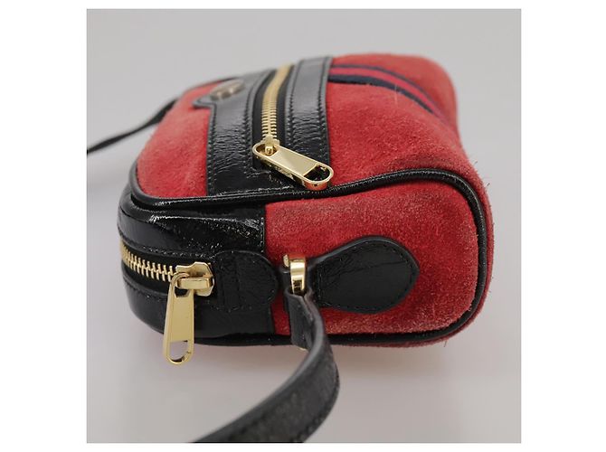 Borsa a spalla GUCCI Sherry Line in suede rosso navy Auth mr825 Blu navy - vista 3