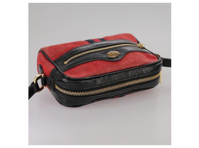 Borsa a spalla GUCCI Sherry Line in suede rosso navy Auth mr825 Blu navy - vista 6