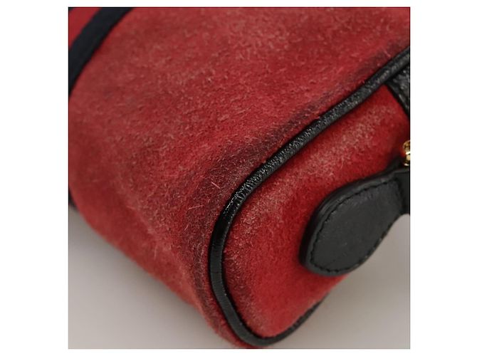 Borsa a spalla GUCCI Sherry Line in suede rosso navy Auth mr825 Blu navy - vista 9