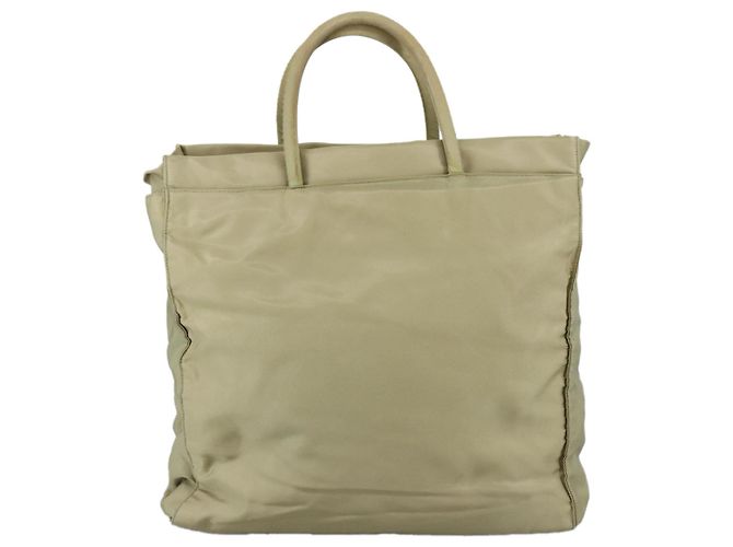 PRADA Borsa Tote Nylon Beige Argento Auth mr836 - vista 13
