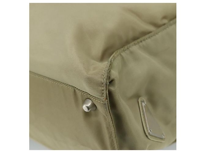 PRADA Borsa Tote Nylon Beige Argento Auth mr836 - vista 16