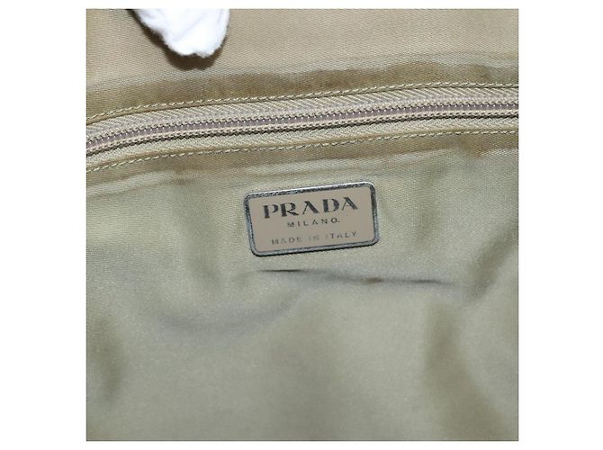 PRADA Borsa Tote Nylon Beige Argento Auth mr836 - vista 17