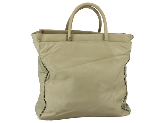 PRADA Borsa Tote Nylon Beige Argento Auth mr836 - vista 2