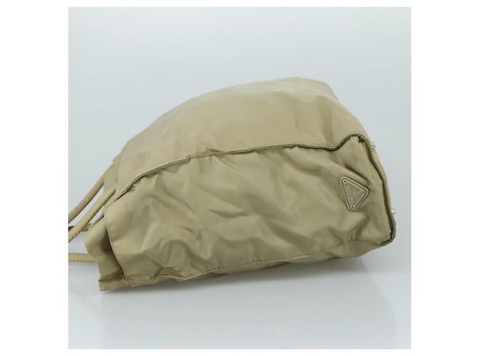 PRADA Borsa Tote Nylon Beige Argento Auth mr836 - vista 4
