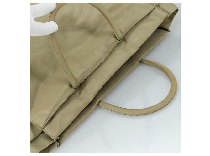 PRADA Borsa Tote Nylon Beige Argento Auth mr836 - vista 6