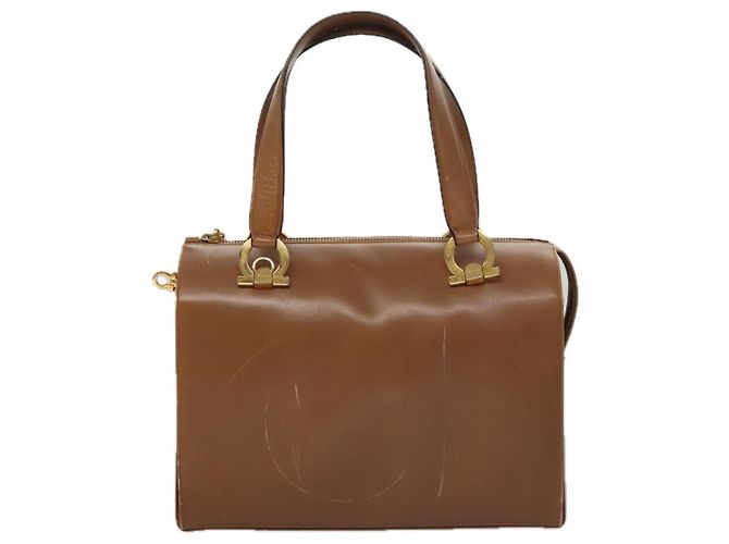 Borsa Boston in pelle beige oro Salvatore Ferragamo Auth ti2472 D'oro - vista 13