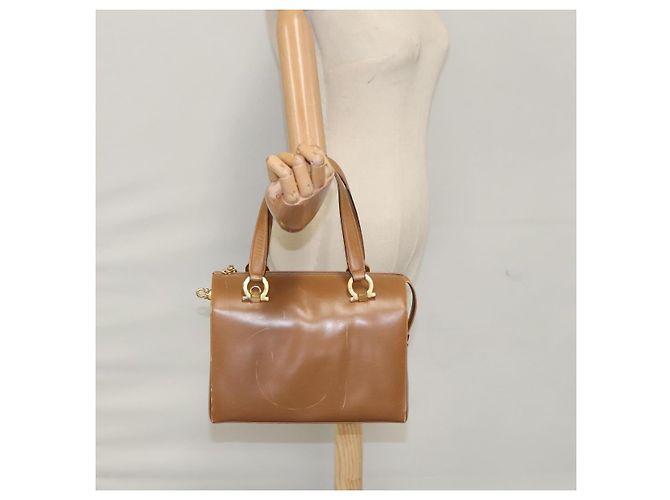 Borsa Boston in pelle beige oro Salvatore Ferragamo Auth ti2472 D'oro - vista 25