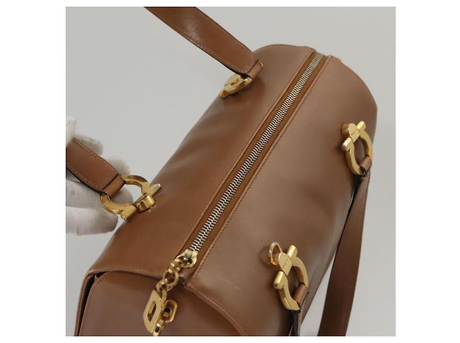 Borsa Boston in pelle beige oro Salvatore Ferragamo Auth ti2472 D'oro - vista 6